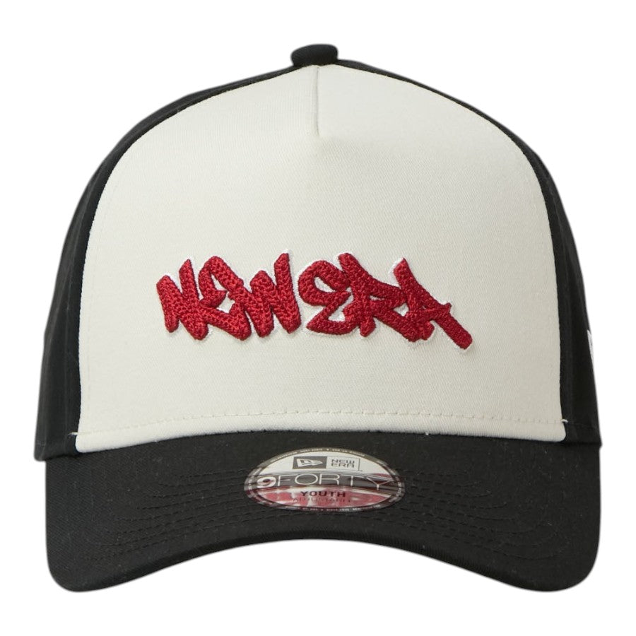 NEW ERA Youth 9FORTY A-Frame Tagging Logo キッズ キャップ クローム/ブラック 正面 15124983