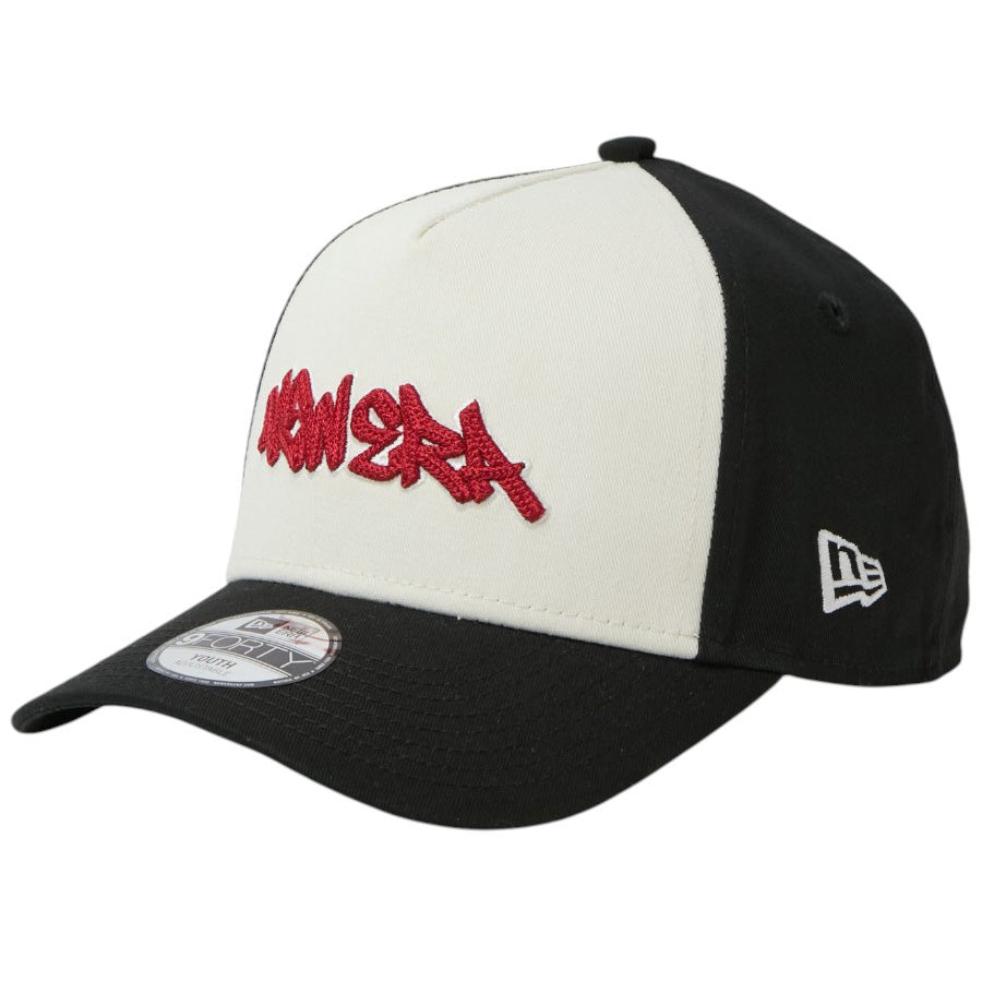 NEW ERA Youth 9FORTY A-Frame Tagging Logo キッズ キャップ クローム/ブラック 左斜め向き 15124983