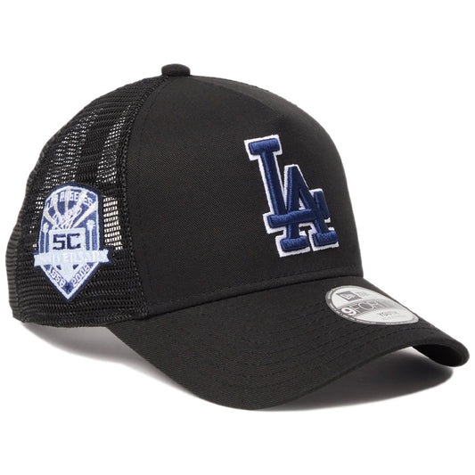 NEW ERA Youth 9FORTY A-Frame ドジャース ブラック メッシュキャップ右斜め画像