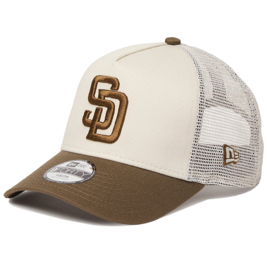 NEW ERA キッズ Youth 9FORTY A-Frame パドレス ストーン/モス 左斜めデザイン