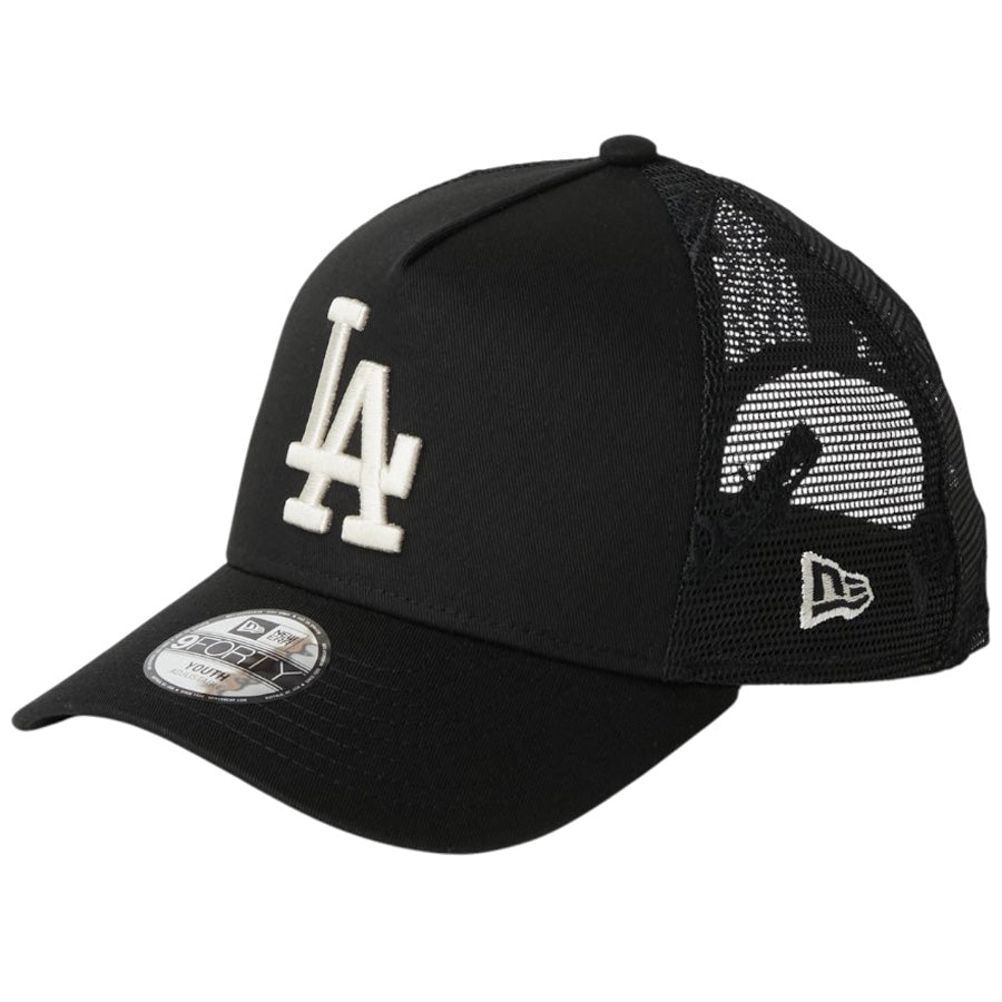NEW ERA キッズ Youth 9FORTY A-Frame トラッカー ドジャース ブラック 左斜め画像