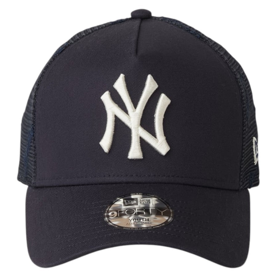 NEW ERA キッズ Youth 9FORTY A-Frame トラッカー ヤンキース ネイビー 正面デザイン