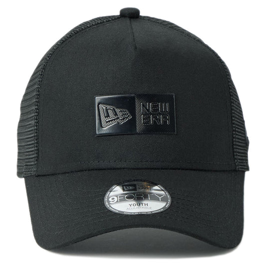 NEW ERA キッズ キャップ ボックスロゴ ブラック 正面