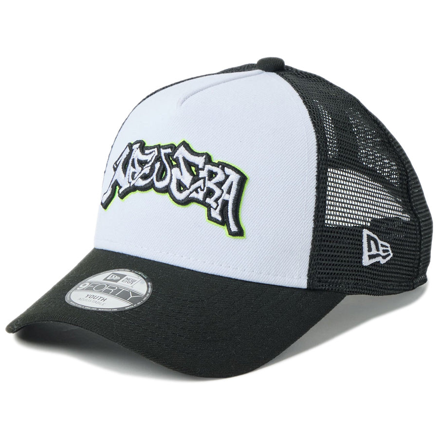 NEW ERA キッズキャップ 9FORTY ブラック ホワイト 左斜め