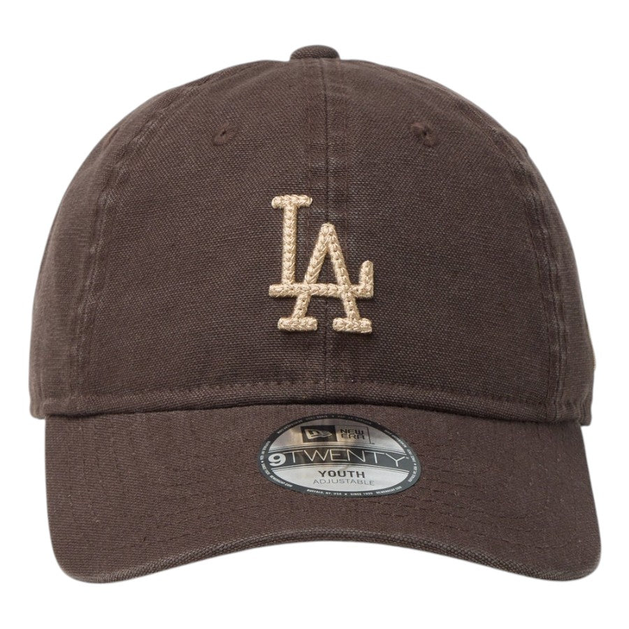 NEW ERA Youth 9TWENTY ドジャース ブラウンスエード 正面デザイン