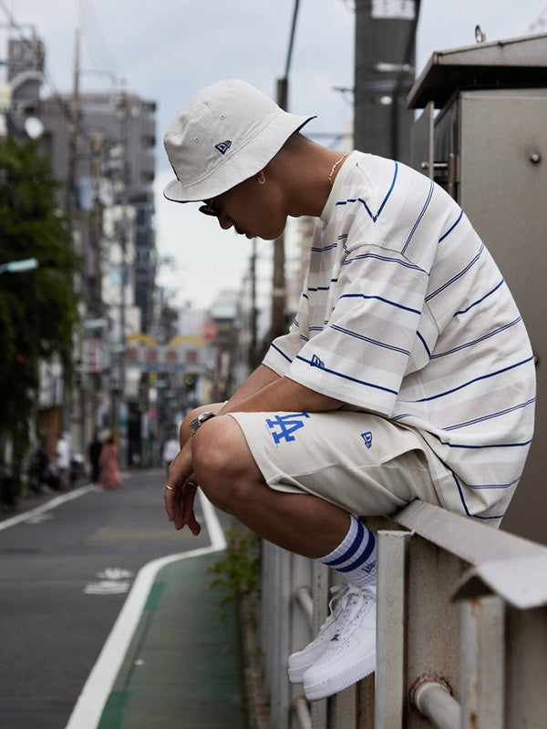 NEW ERA ニューエラ 半袖 オーバーサイズド コットン Tシャツ Multi Border