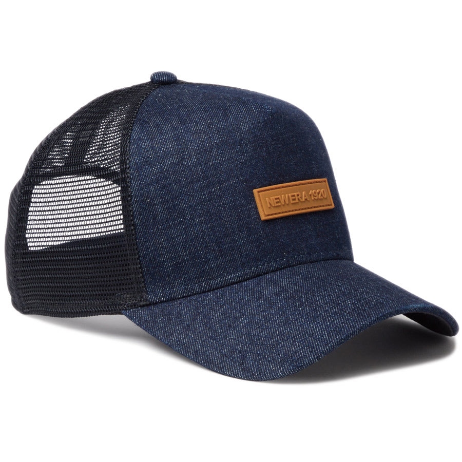 NEW ERA（ニューエラ）9FORTY A-Frame Trucker ラバーパッチ デニム メッシュキャップ｜インディゴデニム ウォッシュドデニム 14744883 | 14744880