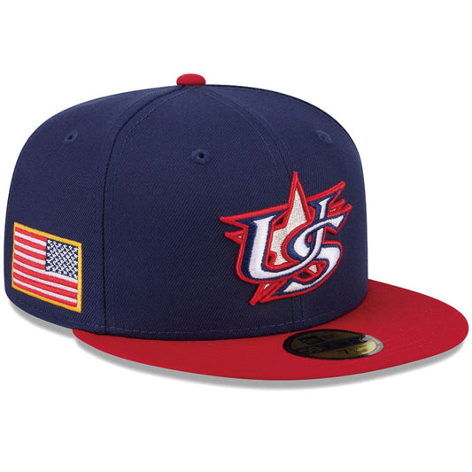 NEW ERA 59FIFTY 2026 WBC USA ネイビー レッドバイザー 左斜め