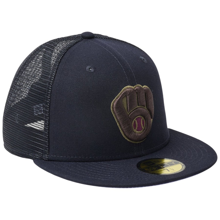 NEW ERA 59FIFTY トラッカー ミルウォーキー・ブリュワーズ Hydrangea 右斜め
