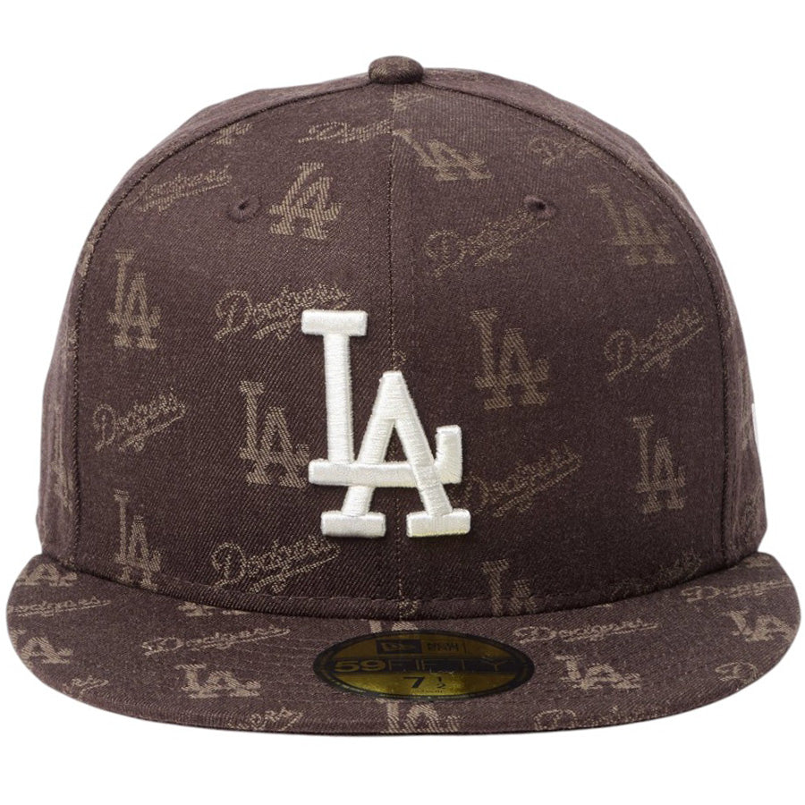 NEW ERA 59FIFTY ドジャース ジャカード ブラウン 正面