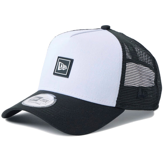 NEW ERA（ニューエラ）9FORTY A-Frame トラッカー Flag Logo ラバーパッチ Rubber Patch キャップ ホワイト / ブラック 14744927 / 14744928
