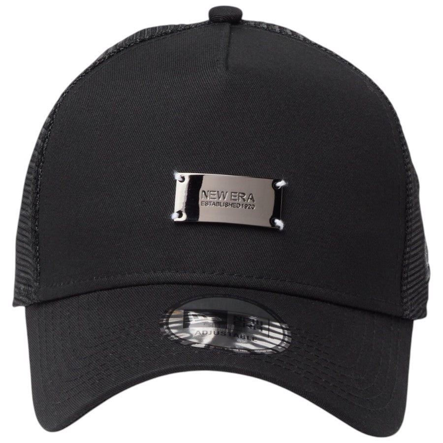 NEW ERA 9FORTY A-Frame Metal Plate ブラック ブラック 正面デザイン
