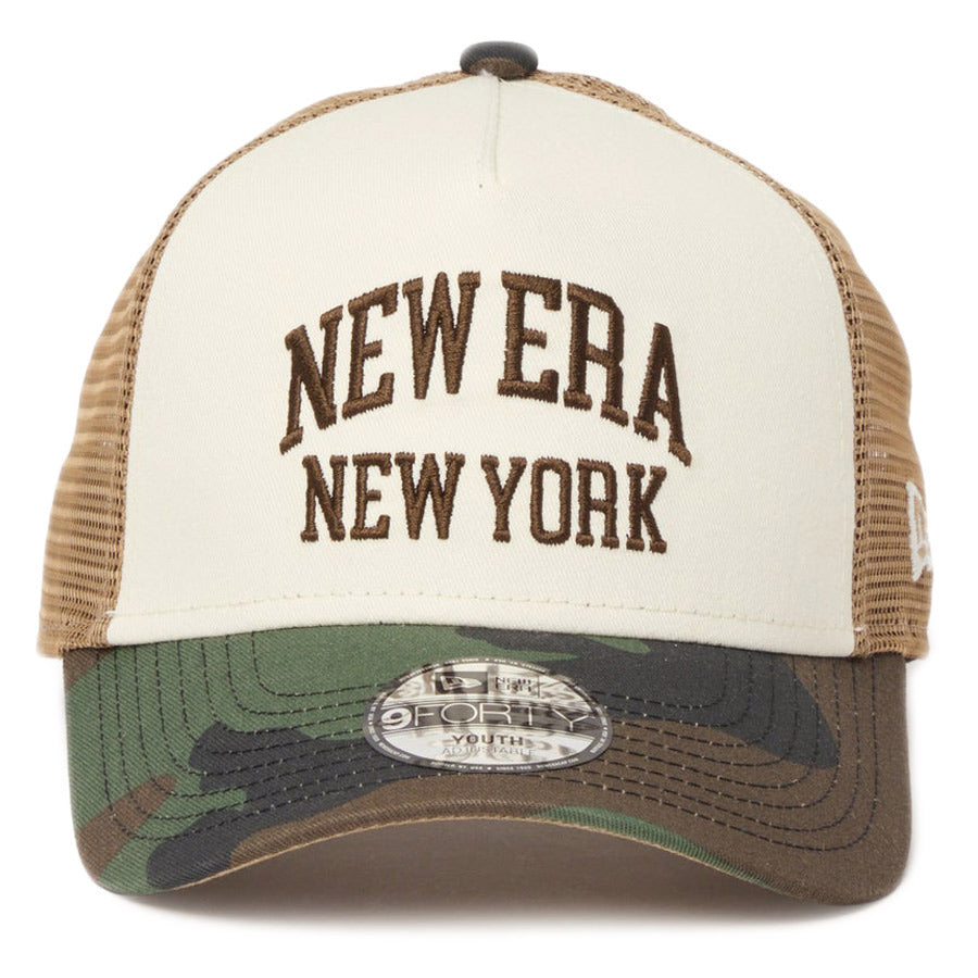 NEW ERA キッズ 9FORTY A-Frame トラッカー 正面 カモ