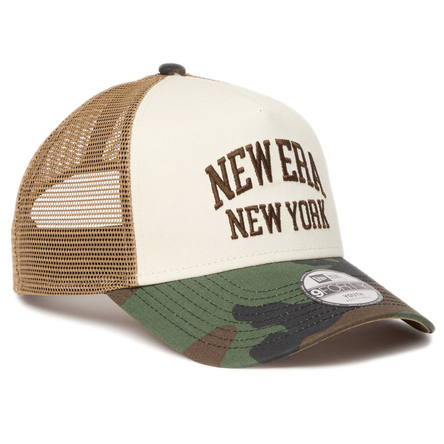 NEW ERA キッズ 9FORTY A-Frame トラッカー 右斜め カモ