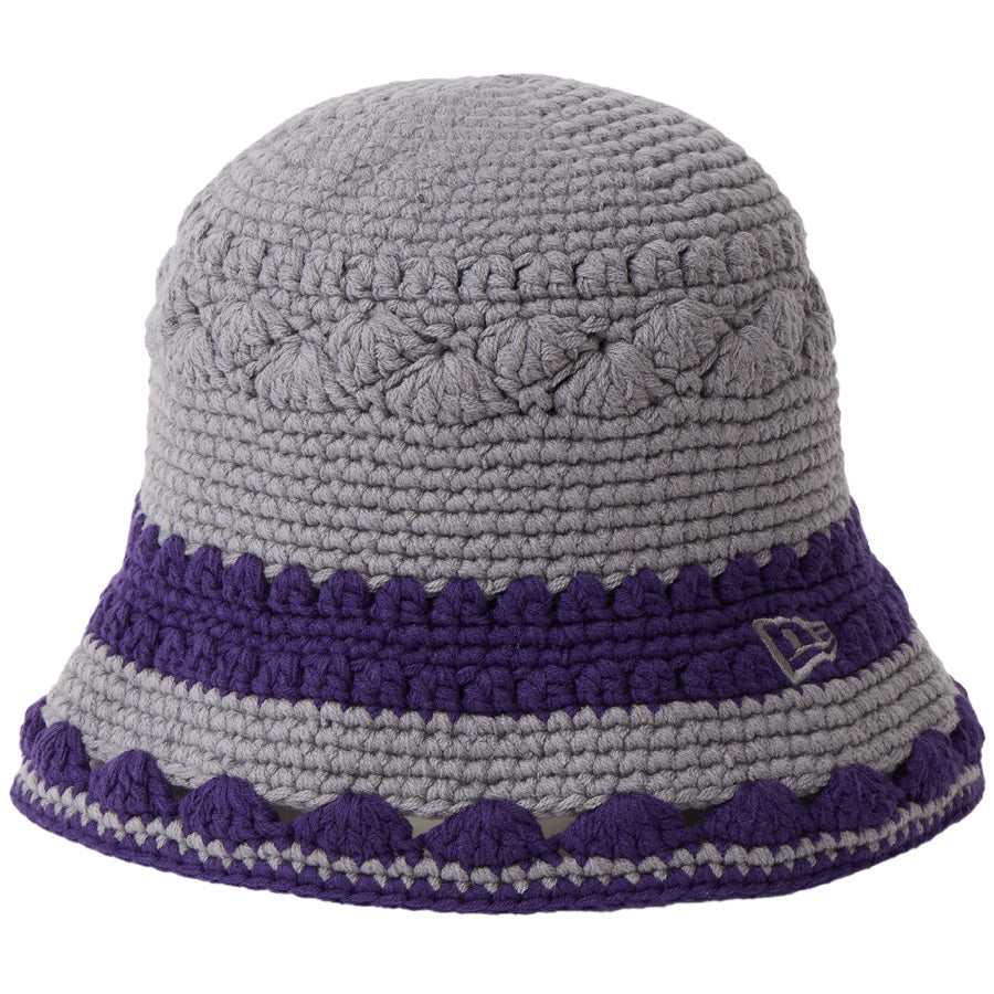 NEW ERA クロシェバケットハット グラファイトダークパープル 左斜め