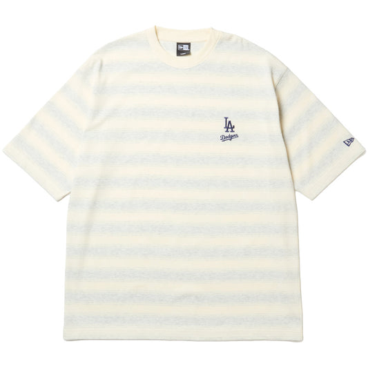 NEW ERA ドジャース ボーダーTシャツ オフホワイト 正面