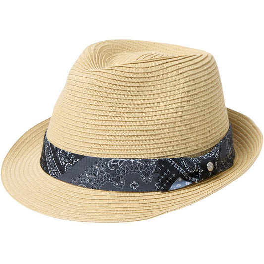 NEW ERA トリルビーハット 左斜め ナチュラル ペイズリーテープ