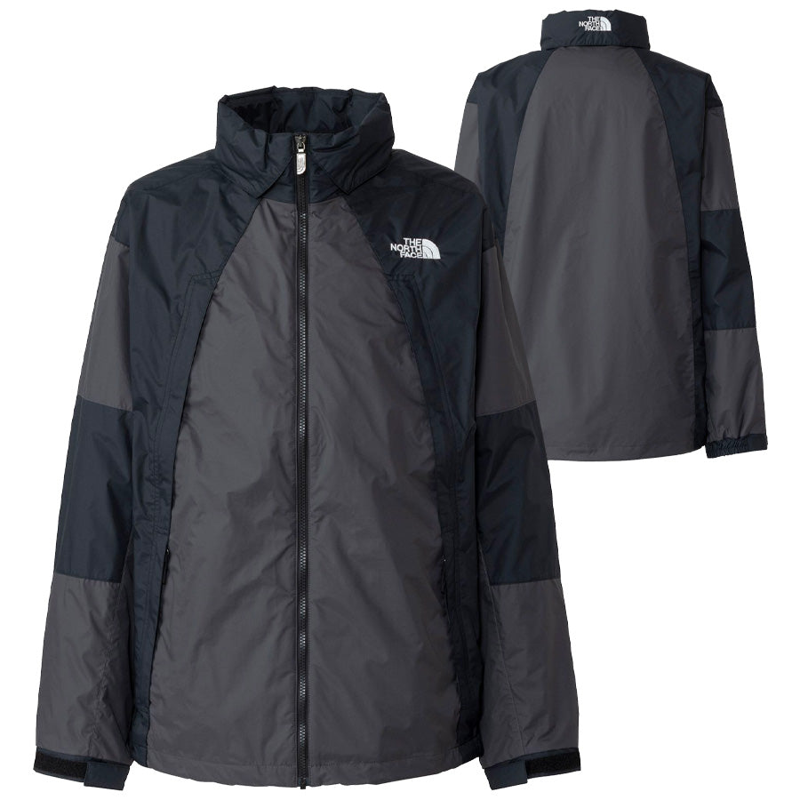 THE NORTH FACE チムニーウインドジャケット メンズ アスファルトグレー ブラック 前後 ディテール