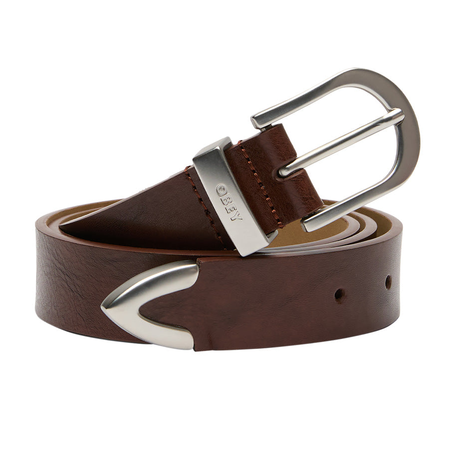 OBEY CLASSIC LEATHER BELT レザーベルト チェスナット 正面 100050041-26F