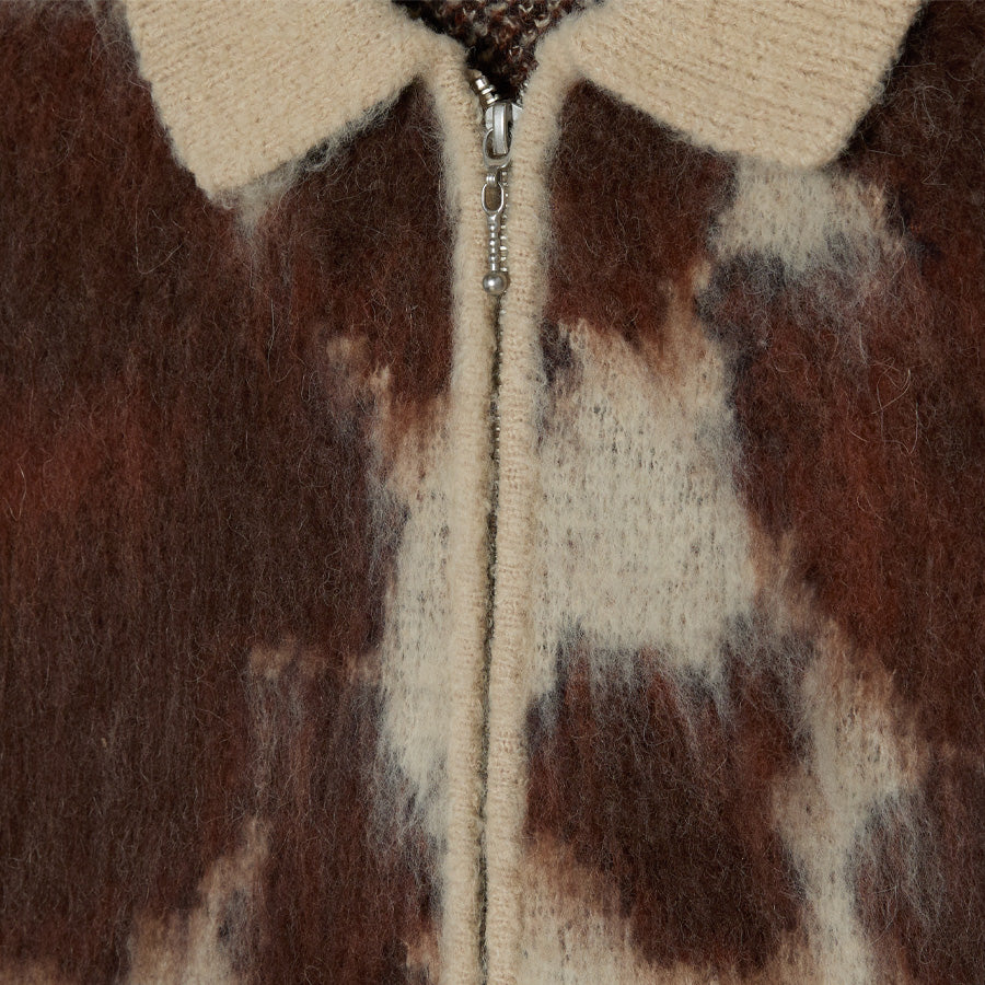 OBEY COW PATTERN ZIP SWEATER ジップセーター カウマルチ 生地感 ファスナー閉鎖時 151010050-26F