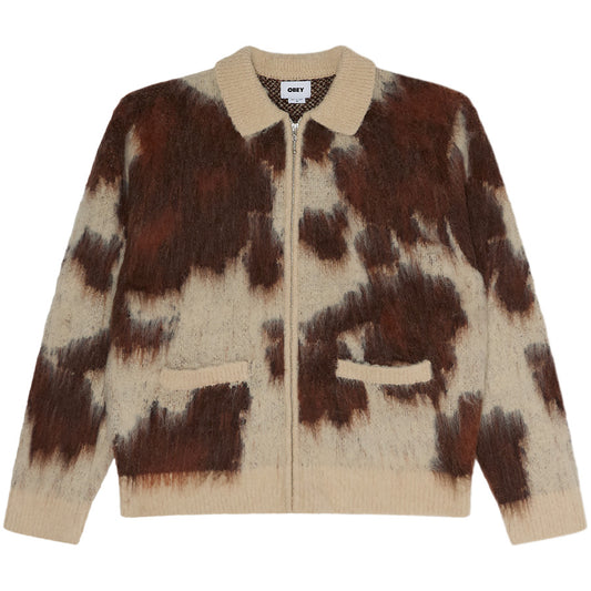 OBEY COW PATTERN ZIP SWEATER ジップセーター カウマルチ 正面 平置き 151010050-26F