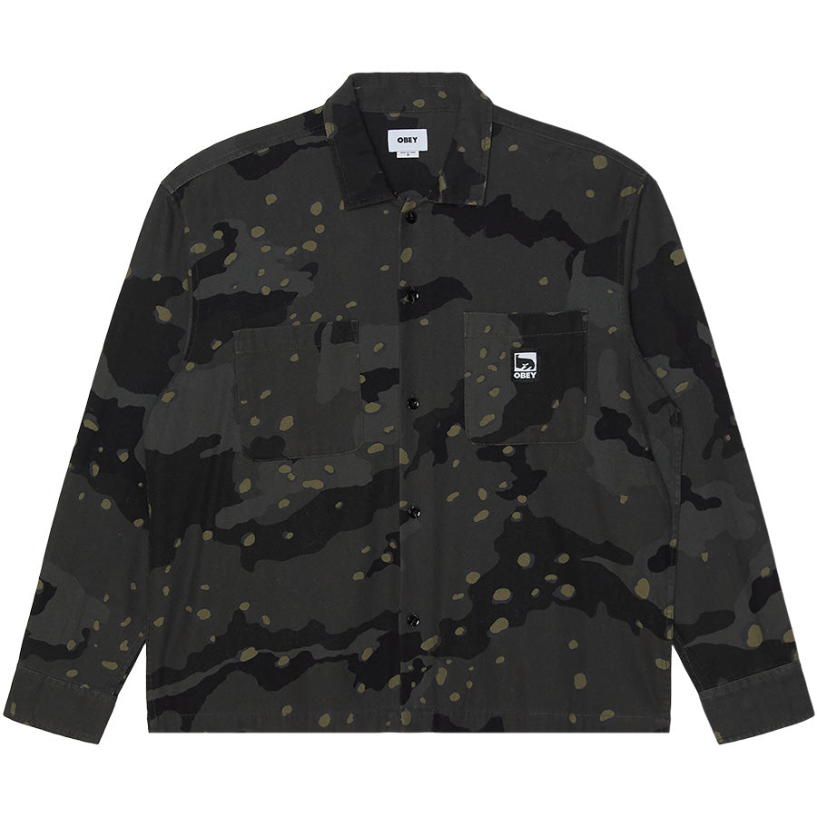 OBEY DESERT CAMO SHIRT 長袖シャツ デザートナイトカモ 正面 平置き 181200438-26H