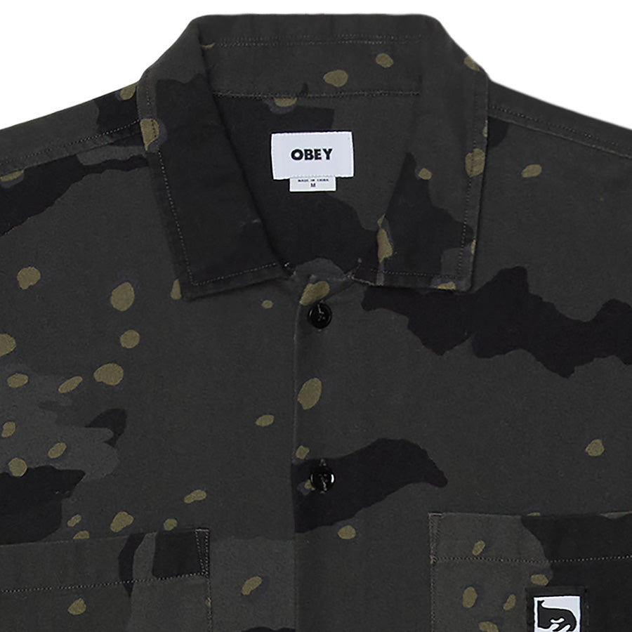 OBEY DESERT CAMO SHIRT 長袖シャツ デザートナイトカモ 正面 上部詳細 181200438-26H