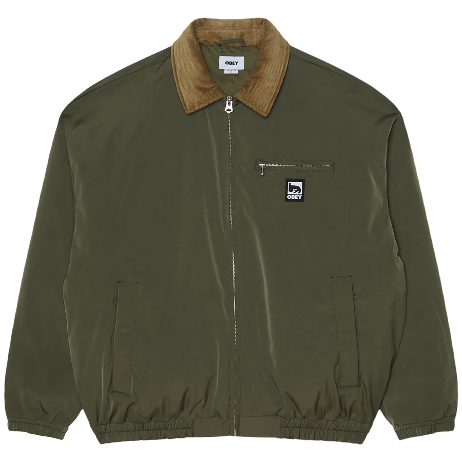 OBEY（オベイ）OBEY ELYSIAN JACKET グレーブリーフ 平置き正面 121800601-26F