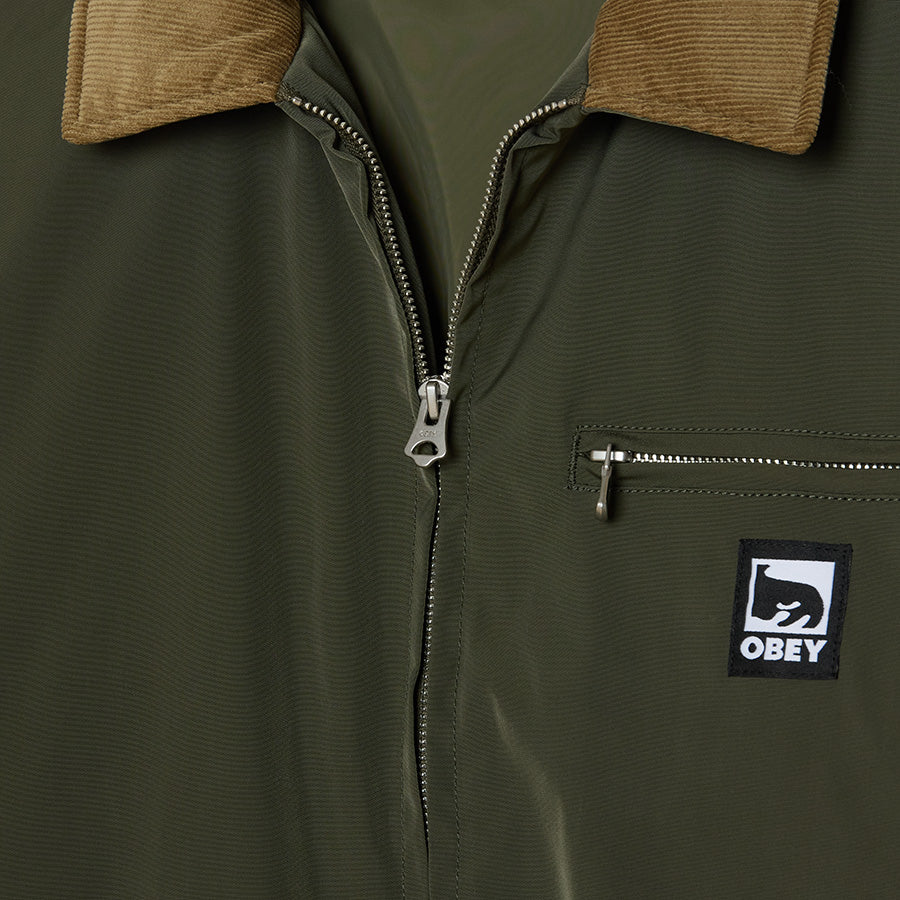OBEY（オベイ）OBEY ELYSIAN JACKET グレーブリーフ フロント上部詳細 121800601-26F