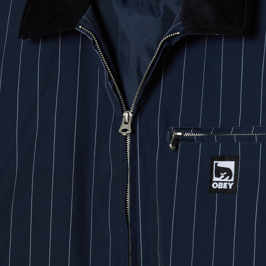 OBEY（オベイ）OBEY ELYSIAN JACKET ネイビーマルチ フロント上部詳細 121800601-26F