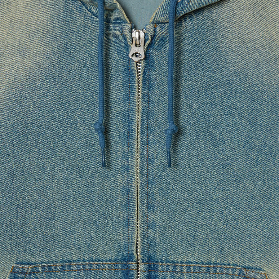 OBEY（オベイ）GLEN ZIP UP JACKET インディゴアーカイブウォッシュ 平置き背面 121800593-26F