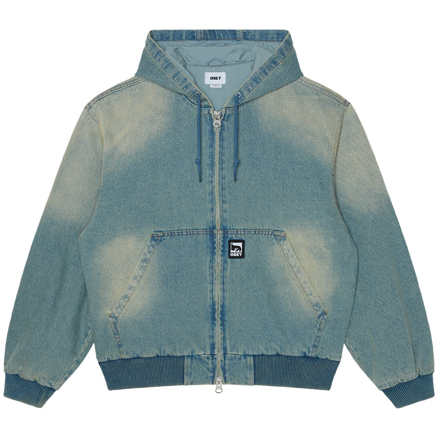 OBEY（オベイ）GLEN ZIP UP JACKET インディゴアーカイブウォッシュ 平置き正面 121800593-26F