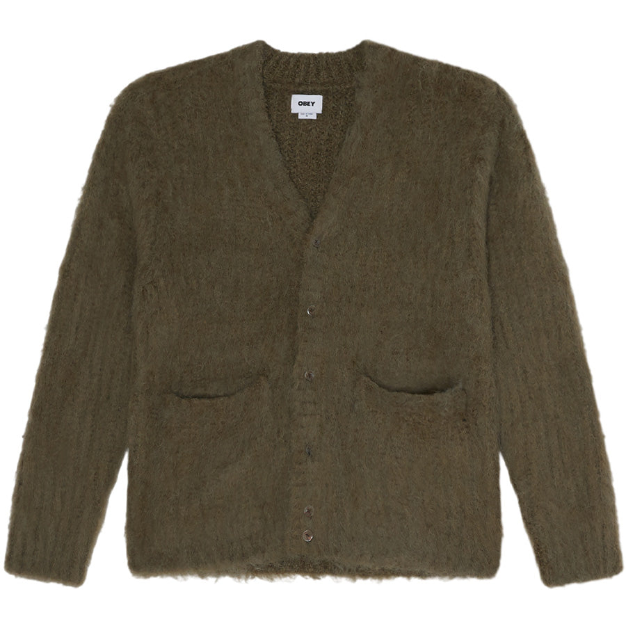 OBEY PATRON CARDIGAN カーディガン ティーリーフ 平置き正面 151010025-26F