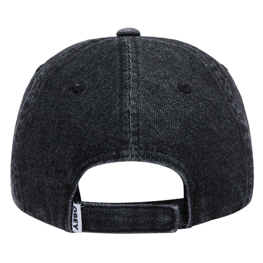 OBEY オベイ PIGMENT FLAMES 6 PANEL VELCRO BACK キャップ フェーデッドブラック 背面 100580456-26H