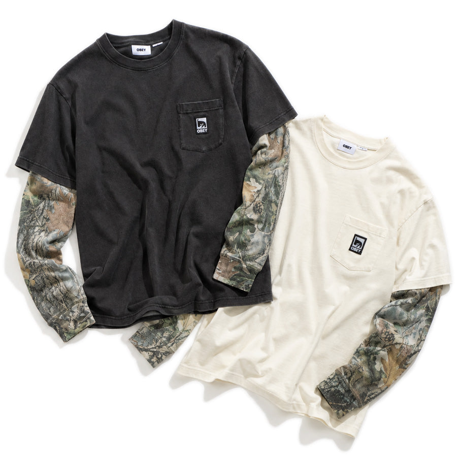 OBEY OBEY POST 2-FER L/S T-SHIRT ダスティーチョークマルチ ダスティーブラックLIMO 2カラー比較 131030150-26F