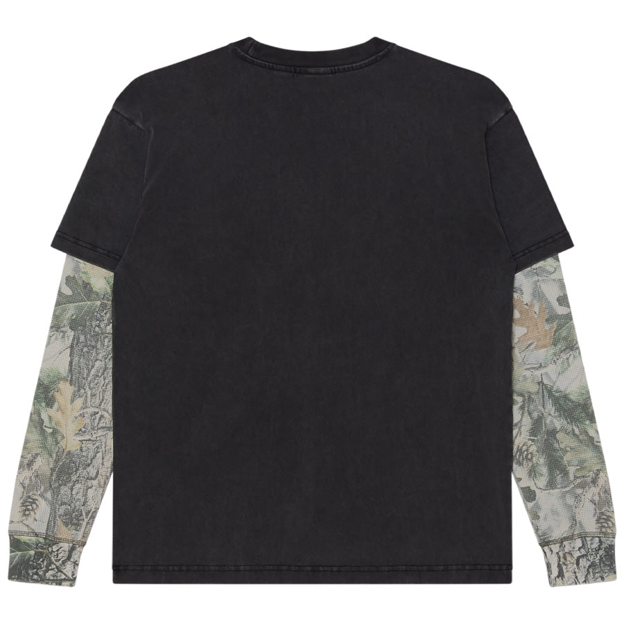 OBEY OBEY POST 2-FER L/S T-SHIRT ダスティーブラックLIMO 背面平置き 131030150-26F