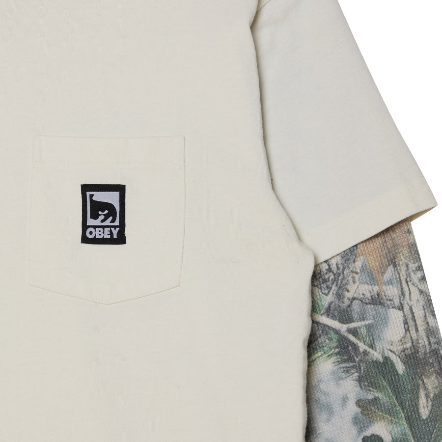 OBEY OBEY POST 2-FER L/S T-SHIRT ダスティーチョークマルチ 胸ポケットロゴ詳細 131030150-26F