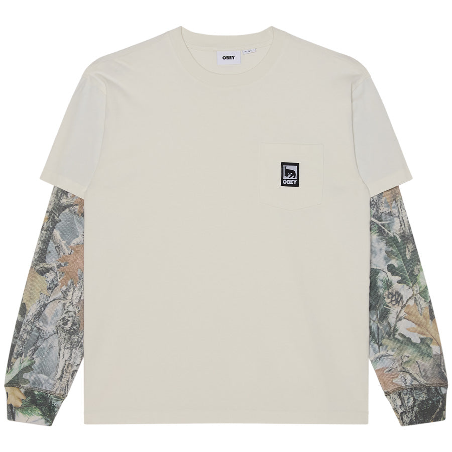 OBEY OBEY POST 2-FER L/S T-SHIRT ダスティーチョークマルチ 正面平置き 131030150-26F