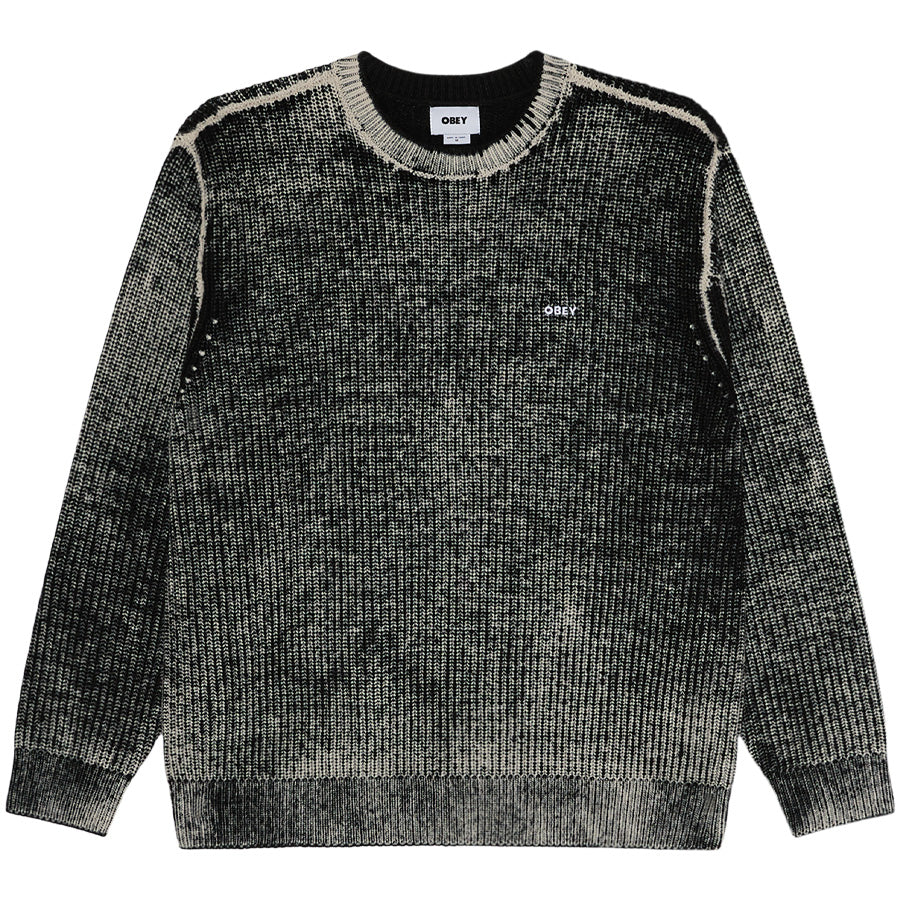 OBEY SPRAY EFFECT SWEATER セーター ダークブラックマルチ 正面平置き 151000109-26F