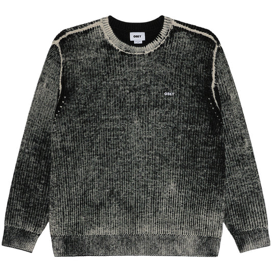 OBEY SPRAY EFFECT SWEATER セーター ダークブラックマルチ 正面平置き 151000109-26F