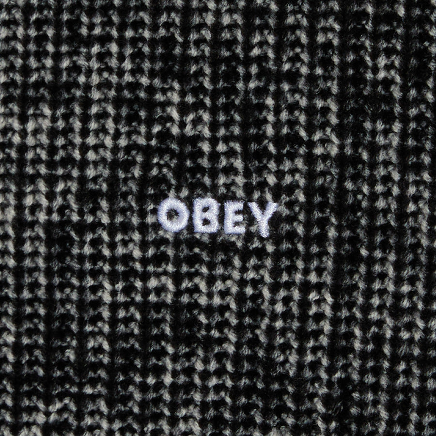 OBEY SPRAY EFFECT SWEATER セーター ダークブラックマルチ 左胸ワンポイントロゴ刺繍 151000109-26F