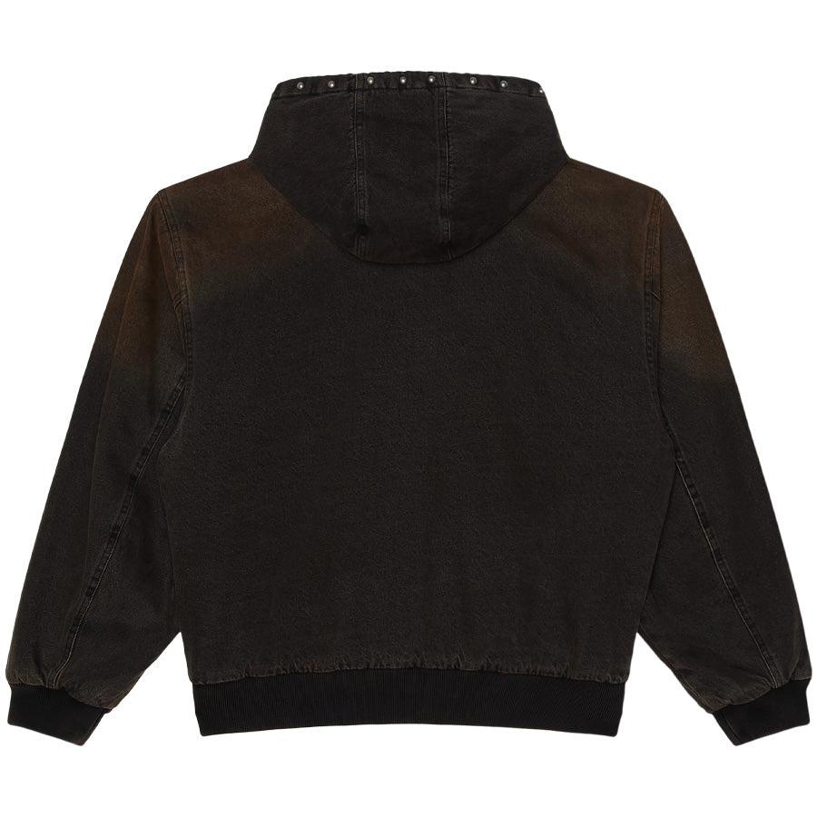 OBEY STUDDED ZIP UP JACKET ジャケット ブラックラストウォッシュ 背面 平置き 121800633-26F