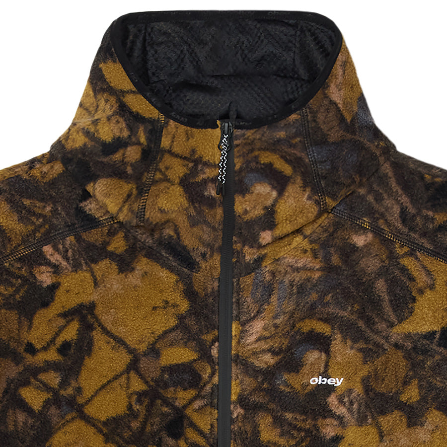 OBEY TREK POLAR FLEECE フリースジャケット ダークフェンスカモ 正面 上部詳細 121800638-26H