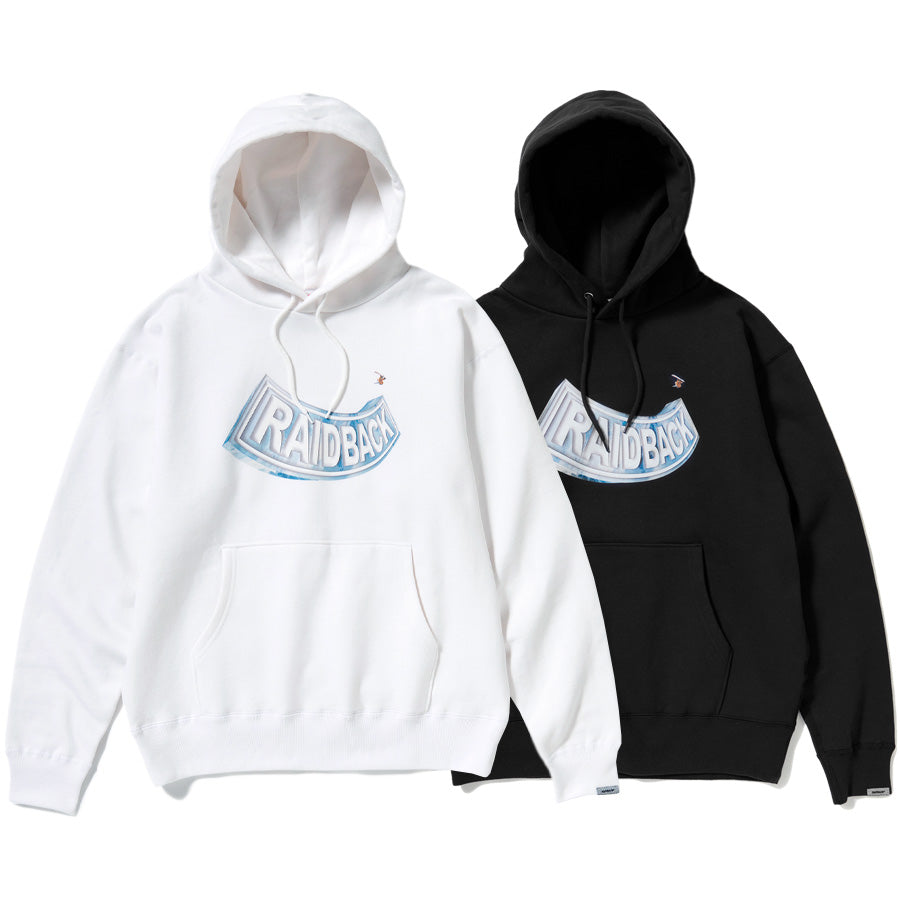 RAIDBACK FABRIC Snow Cube Arch Hoodie スウェットパーカー ホワイト ブラック 2カラー 正面 平置き RB26001