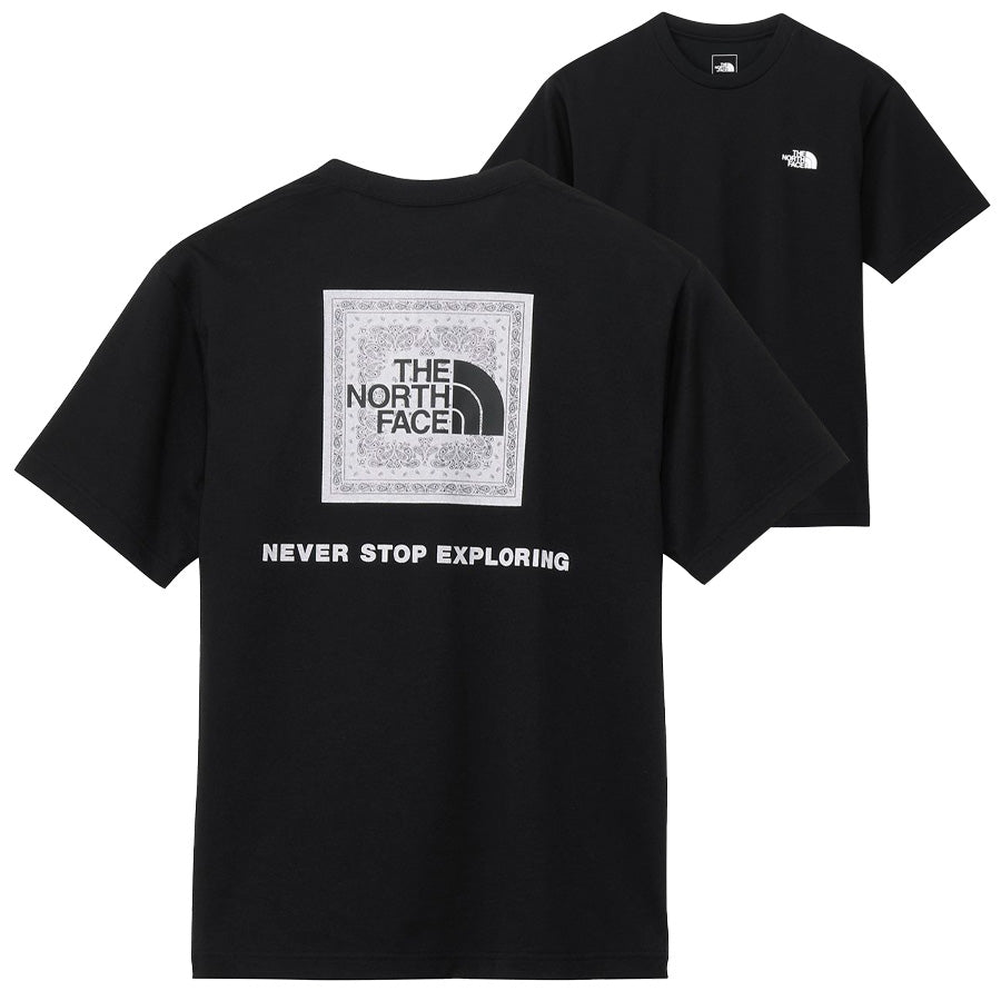 THE NORTH FACE ショートスリーブバンダナスクエアロゴティー ブラック2 前後比較