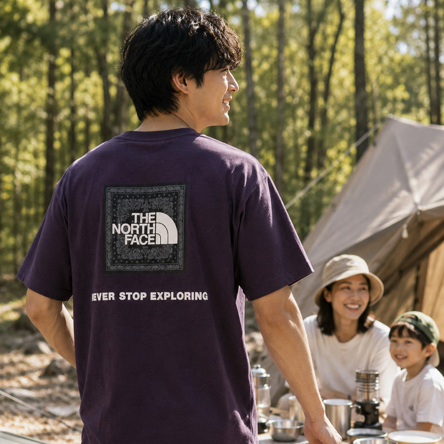 THE NORTH FACE ショートスリーブバンダナスクエアロゴティー 着用イメージ