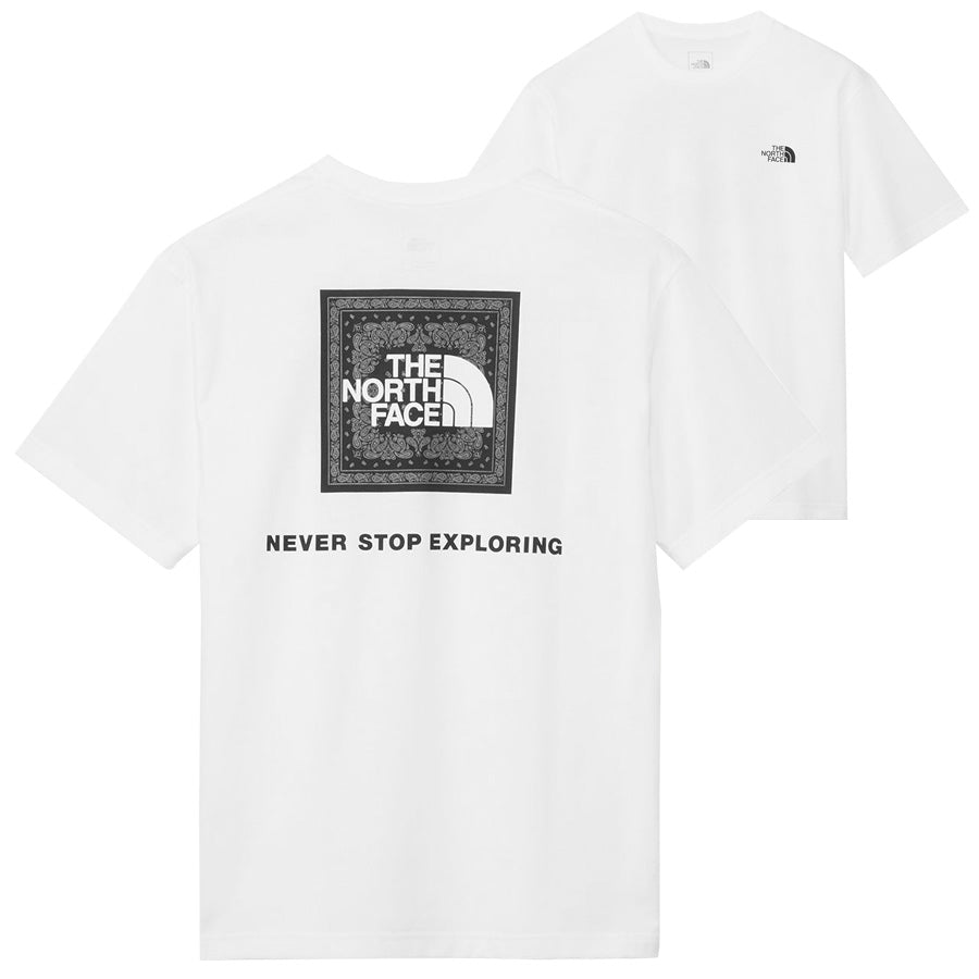 THE NORTH FACE ショートスリーブバンダナスクエアロゴティー ホワイト2 前後比較