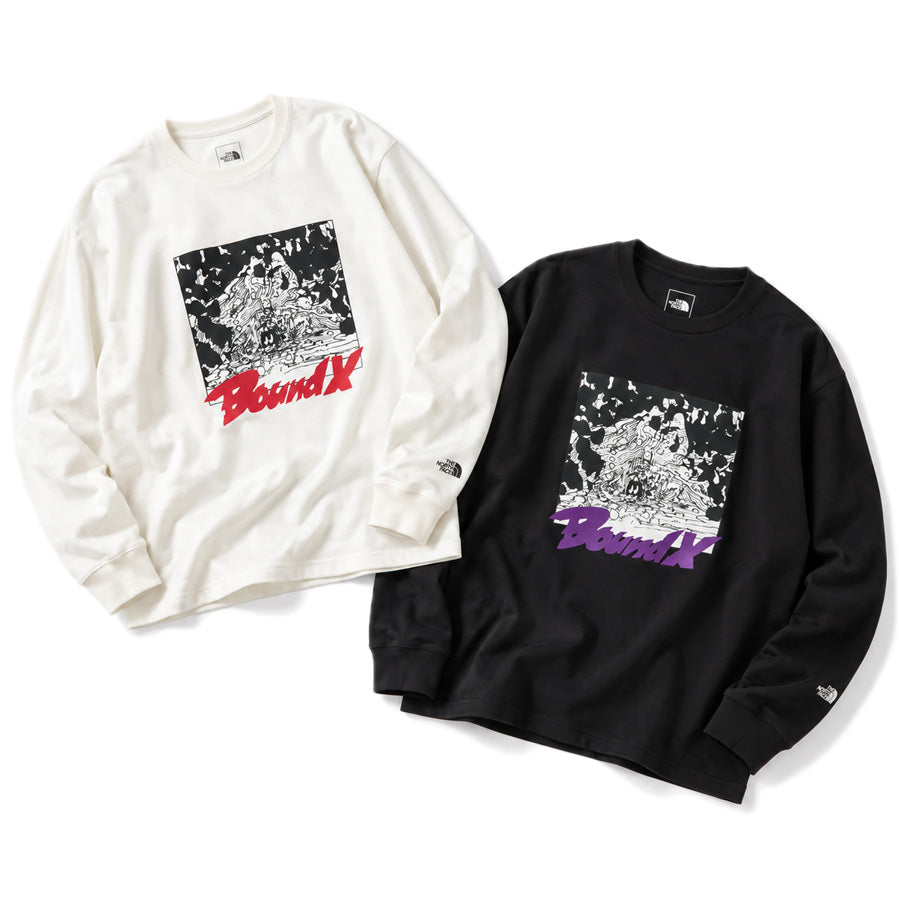 THE NORTH FACE バウンデックスロングスリーブティー オフホワイト ブラック 2カラー 正面平置き NT82601