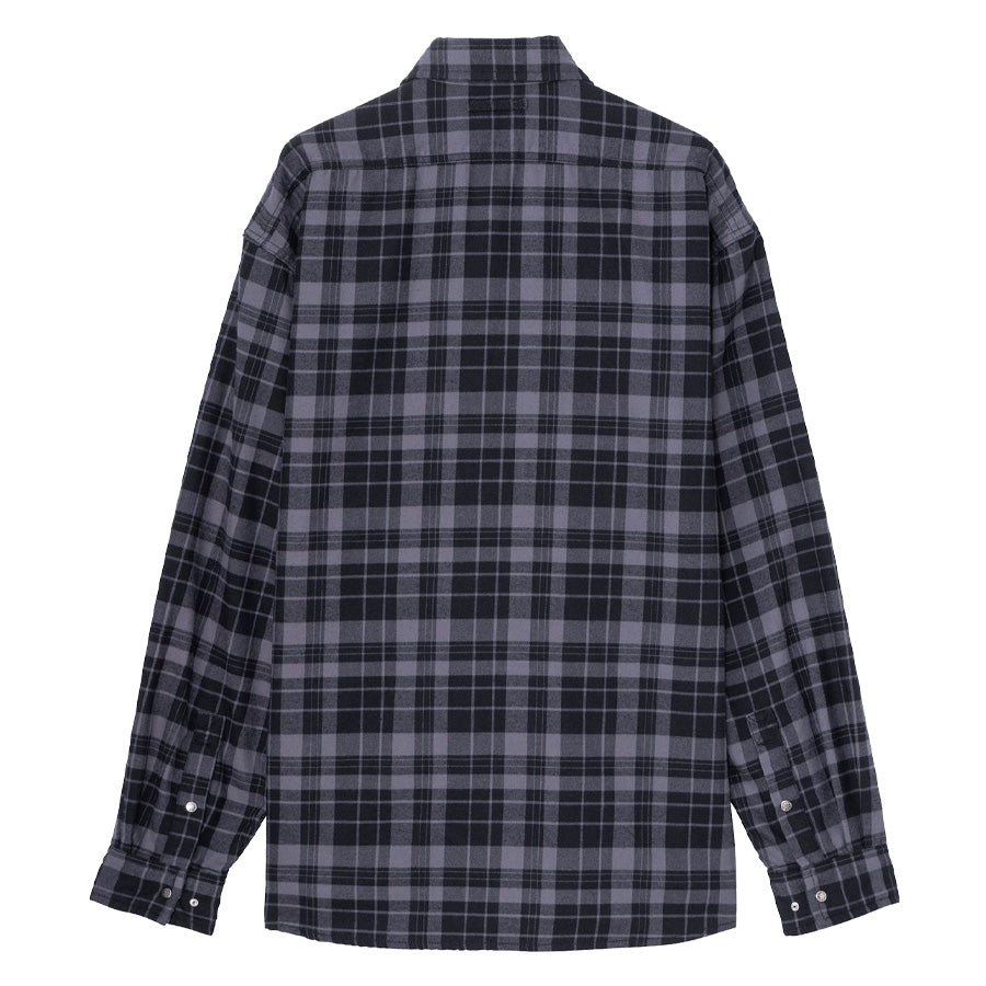 THE NORTH FACE ロングスリーブフランネルチェックシャツ スモークドパール×ブラック 背面 平置き NR62635