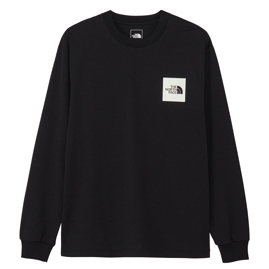 THE NORTH FACE ロングスリーブスクエアロゴティー ブラック 正面 平置き NT82534